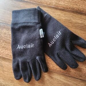 Auclair Black Fleece Gloves Winter Cold Weather‎ Embroidered Logo Clip